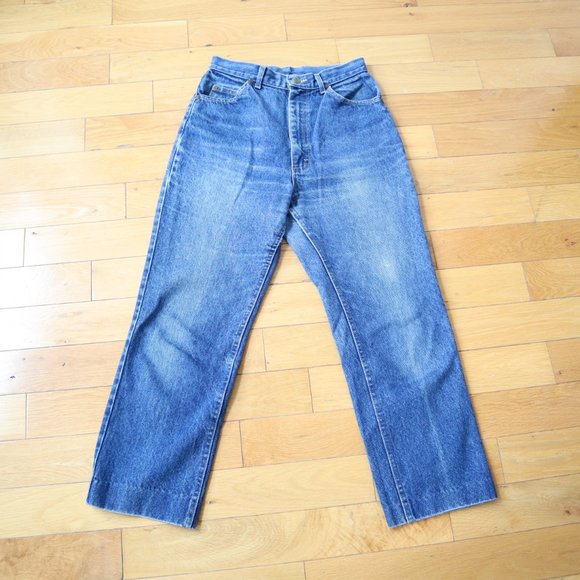 Vintage L.L. Bean High Waisted Wide Leg Blue Jeans - Picture 10 of 16